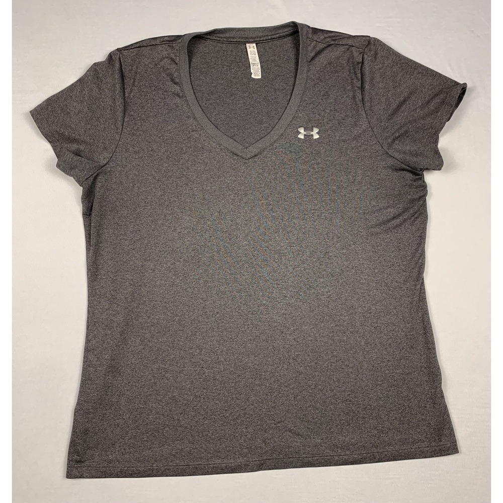 Under Armour HeatGear Athletic T Shirt Womens XL Gray‎ Running Gym Workout Top